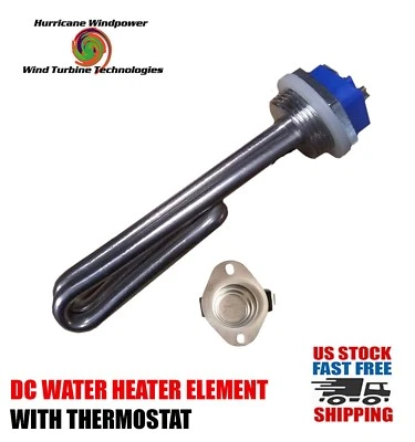 HURRICANE WIND POWER DC Water Heater Element 48 Volt 1000 Watt with Thermostat 140 Degrees F
