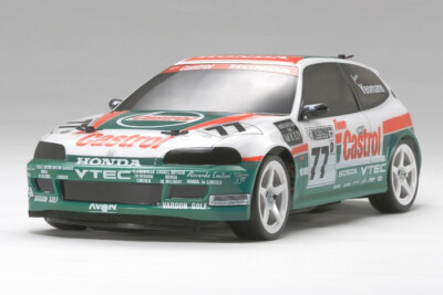 タミヤ 1/10 RC ボディ「カストロール Honda シビック VTi」美品 Tamiya 1/10 Body Shell HONDA CIVIC Hatchback Team CASTROL *Clear