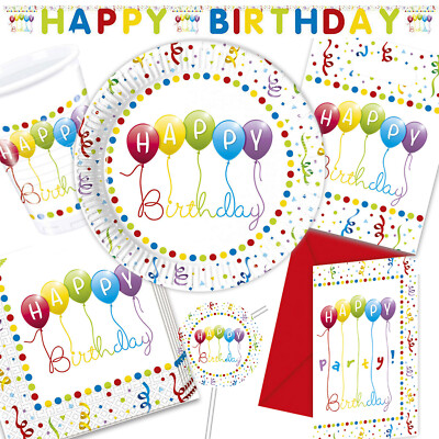 HAPPY BIRTHDAY LUFTBALLONS - Geschirr Deko Kindergeburtstag Kinder Party Set