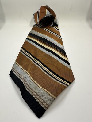 Vintage Tie Rack Blue Brown And Black Striped NeckTie