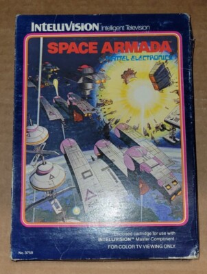 Intellivision SPACE ARMADA Blue Box from Mattel Electronics. Box and Game Only