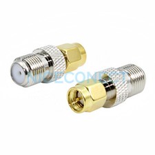 2x F Type Female Jack to SMA Male Plug Straight RF Adapter RF Connector Barrel