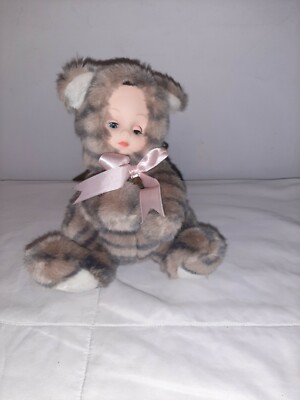 Cuddle Kids Geppeddo Cat Kitten Plastic Face Stuffed Plush Animal Blue Eyes 2000