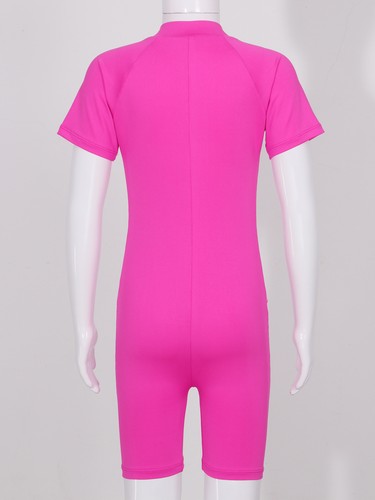 UK Girls Boys One Piece Swimsuit Short Sleeve Water Sports Surfing Bathing Suit - Picture 55 of 72