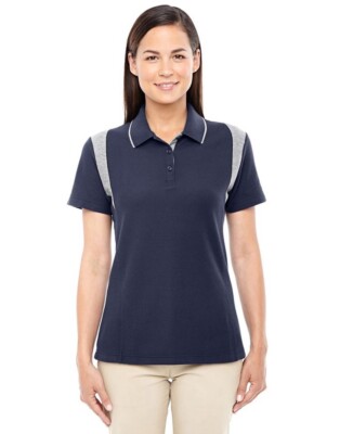 Devon Jones Womens Short Sleeve Polo Shirt XL Navy Blue Gray Golf Cotton NWT