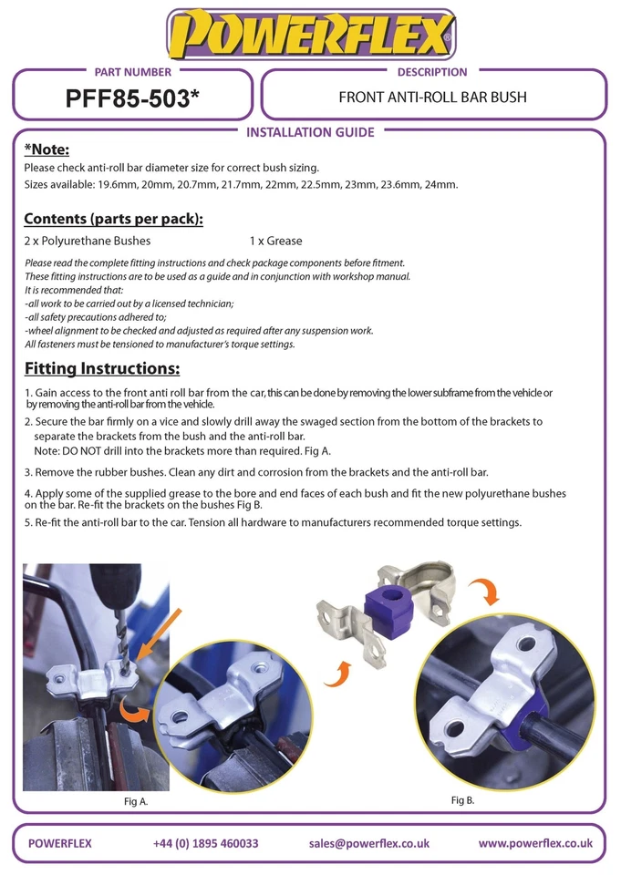 Powerflex Frt Casquillos Arb 22.5mm VW Passat B6 & B7 3C 06-13 PFF85-503-22.5 - Imagen 4 de 4