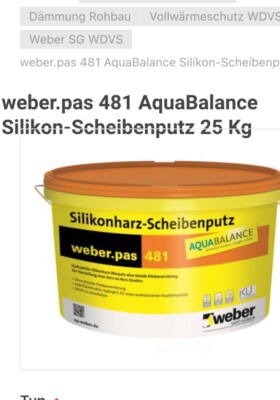 Weber.pas 481 Scheibenputz 25 kg, 6 Eimer ungeöffnet zum abholen.