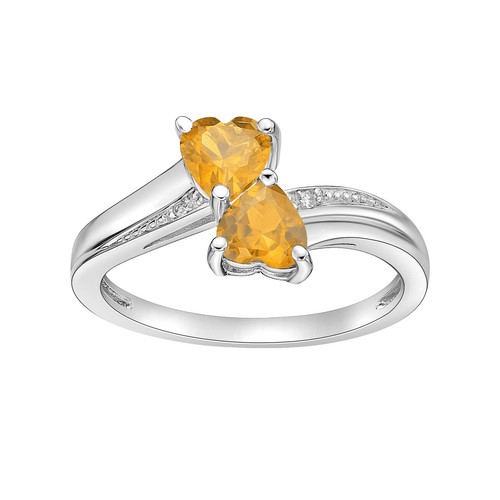 925 Sterling Silver Vintage Ring Elegant Citrine Openwork Band Sz