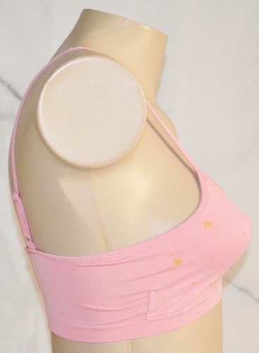 TAHARI GIRL Pink with Gold Stars Bralette 16 18 XL Adjustable Straps Lined Cups - Picture 4 of 6