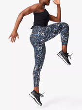 Sweaty Betty Women's Blue Snake Print 7/8 Length Power Workout Leggings Sz M