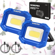 WORKPRO LED Work Light Rechargeable Magnetic with Stand 2 Pack 4Modes 2000LM COB