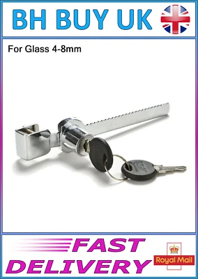 VIVARIUM GLASS SLIDING DOOR LOCK, CHROME, 2 KEYS, 4 - 8mm GLASS, REPTILE DISPLAY