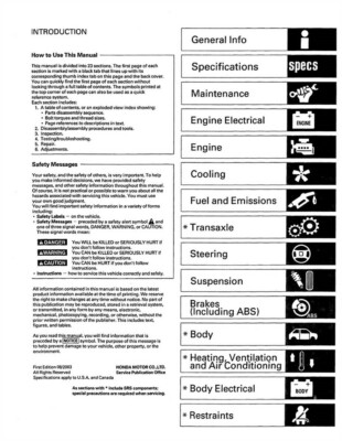 1999-2004 Honda Odyssey Factory Shop Service Manual | eBay