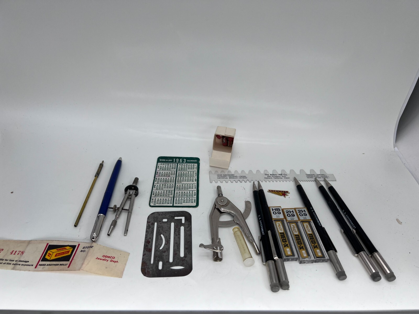 mechanical pencils  2H leads Compass erasers Guage 1963 Vintage U.S. Government-image