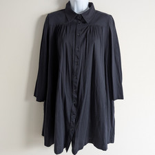 COS Shirt Dress Womens Small Cotton Relaxed Fit Lagenlook Quiet Luxury Navy Blue