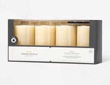 Threshold Flameless LED Pillar Candles 5in 4-Pack Remote Ready Timer, Ivory