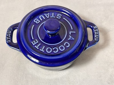 Staub Dark Blue Mini Cocotte Set of 1  Ceramic 10cm 0.25Qt Covered Bakers