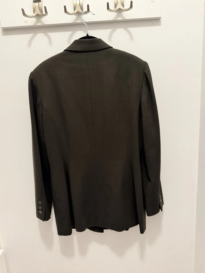 Blazer feminino 100% lã jaqueta Kasper ASL tamanho 8 verde oliva roupa de trabalho carreira - Imagem 4 de 4