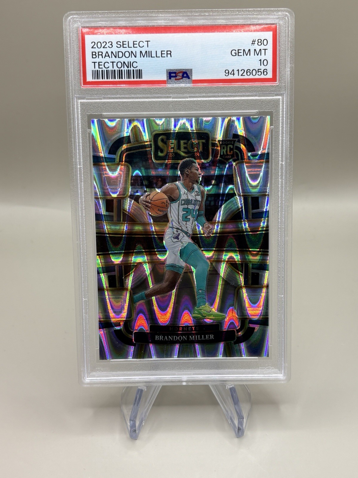 2023 Panini Select Brandon Miller #80 Tectonic Prizm Rookie PSA 10 Hornets 🔥