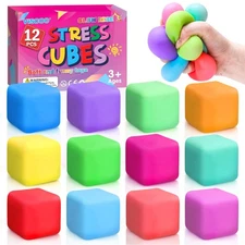 12 Pack Slow Rising Stress Cube, Dough Stress Balls Squishy Fidget Toys for A...