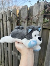 Animal Adventure Gray White Plush Wolf Husky Puppy with Heart Paws