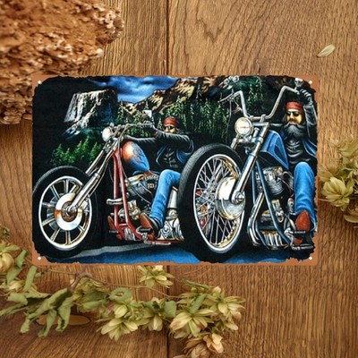 Vintage Motorcycle Art Chopper Style Tin Metal Signs Home Décor 8x12