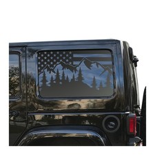 Usa Flag Wmountain Scene Decals For Jeep Wrangler Window 2007-2026 Jlu Jk4-pm1 Usa Flag Wmountain Scene Decals For Jeep Wrangler Window 2007-2026 Jlu Jk4-pm1