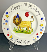   Happy 1st Birthday  Plate   Personalized For  JACK   Lion - Handpainted