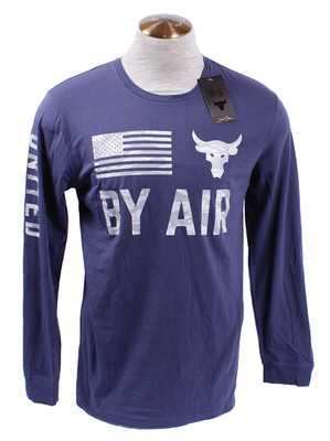Under Armour Men's XL Blue Long Sleeve Tee T-Shirt UA Freedom Project Rock