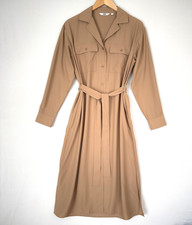 Uniqlo UV Protection Long Sleeve Shirt Dress Women’s Size S Beige Light Pockets