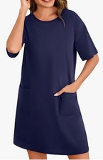 Leversic Women Summer Oversized T-Shirt Mini Dress Short Sleeve Size M