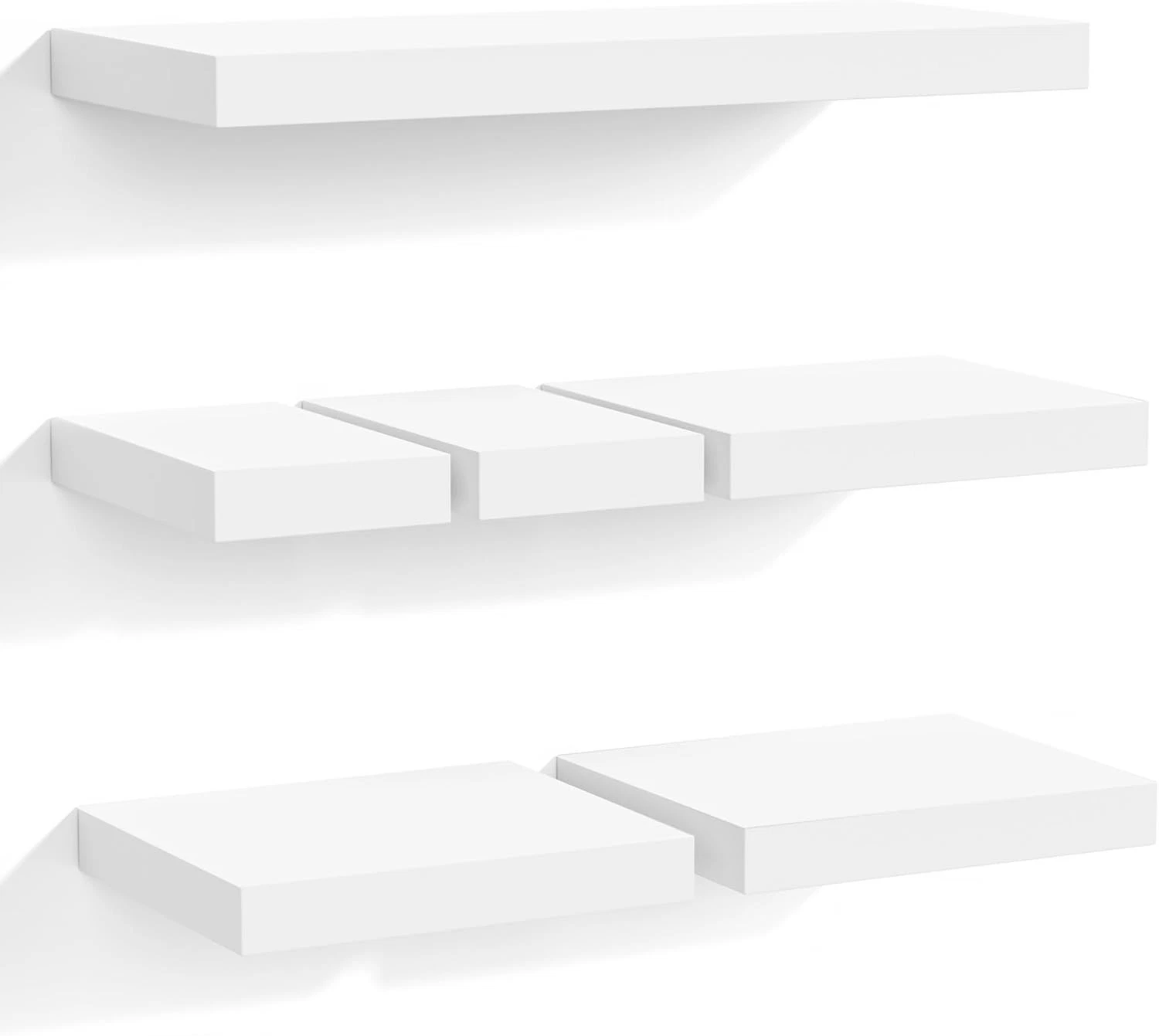 Love-KANKEI Floating Shelves Set of 6, White Floating Shelf for Wall Decor