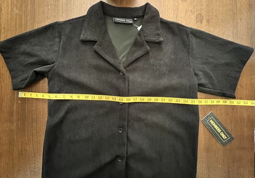 Members Only Shirt Mens Button Up Short Sleeve MEDIUM Black Corduroy - Picture 4 of 7