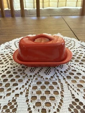 Chantal Stoneware Mini 1/2 Stick Butter Dish with Lid - Red  5" x 2.75"