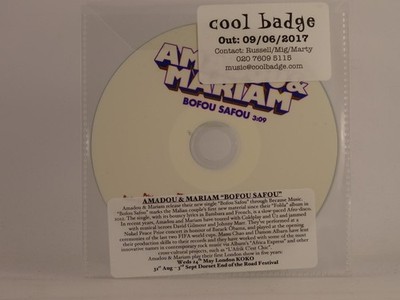 AMADOU AND MARIAM BOFOU SAFOU (F8) 1 Track Promo CD Single including Plastic Sle