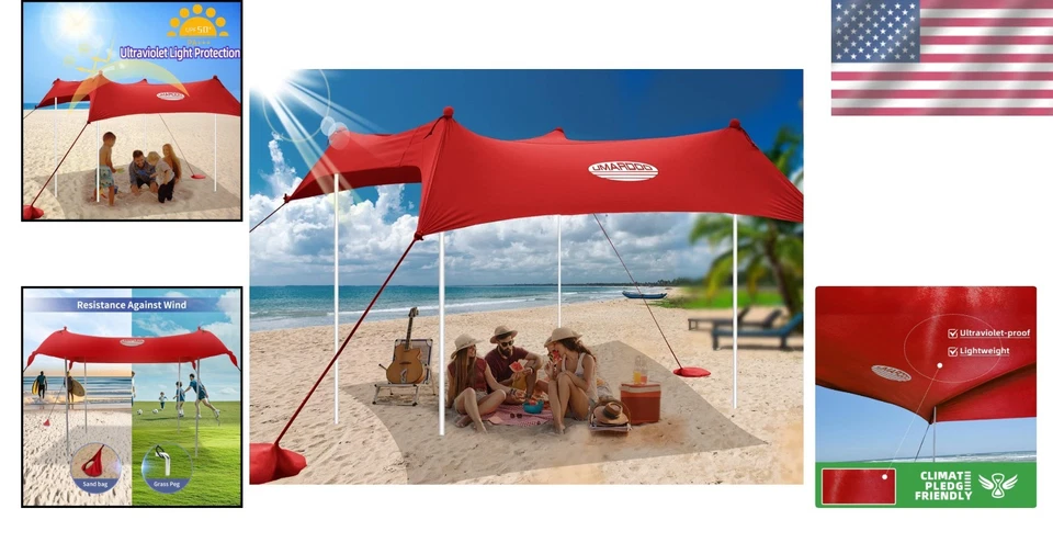 Tienda de playa compacta y elegante con marco a prueba de óxido - perfecta para cualquier ocasión Foto 2 de 4