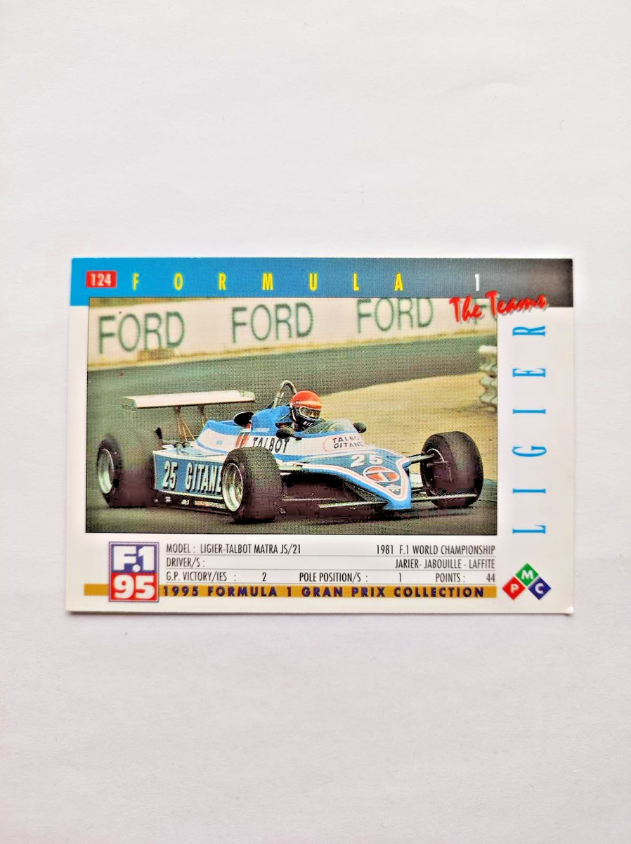 1995 F1 Grand Prix Collection #124 Ligier Talbot Matra JS/21 Card