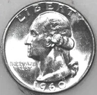 1960-P Washington Quarter Uncirculated BU 90% Silver