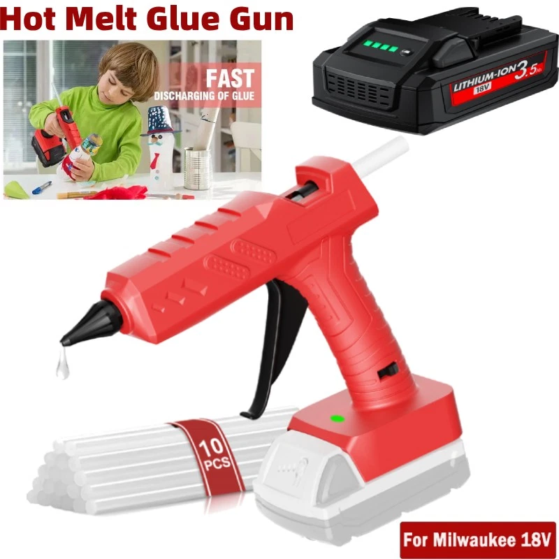 Hot клей пистолет набор с 10 клей палочки для Milwaukee 18V аккумулятор для DIY инструменты новый - Изображение 2 из 4