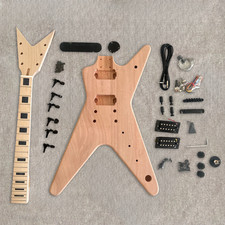 DIY Dean Electric Guitar 6 String Unfinished Kit Maple Top Mahogany Body BK part