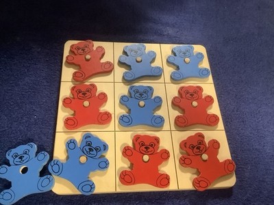 Wooden Teddy Bears Tick Tack Toe Game Set