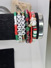 Joyful Christmas Colored Set Of 6 Bracelets Bundled For Xmas Gifts