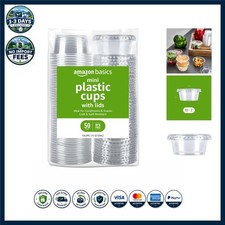 Mini 2oz BPA Free Plastic Cups with Secure Lids - Perfect for Snacks  Sauces
