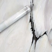 Bumoo Peel and Stick Wallpaper Modern White Black Marble Granite Contact Pape...