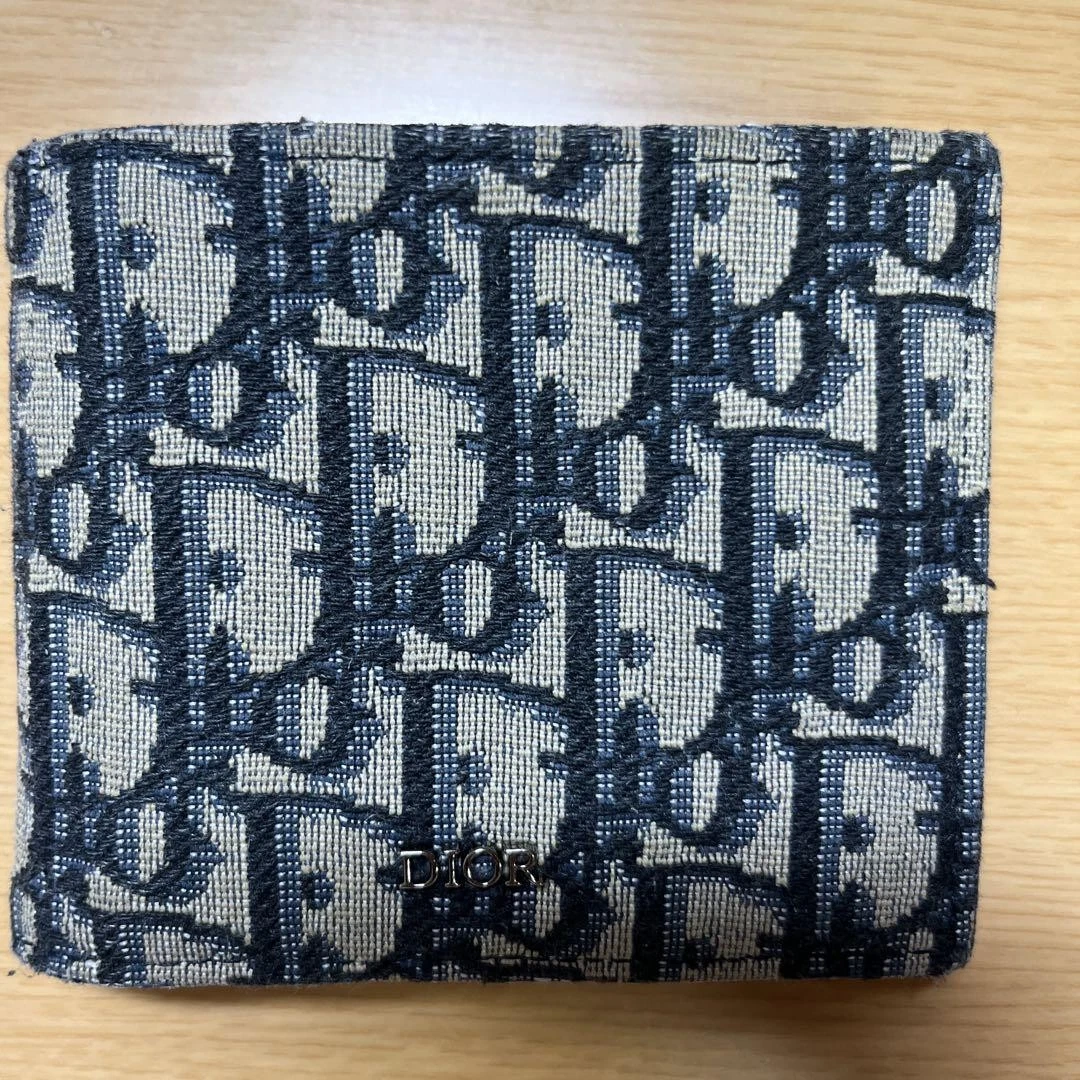 Portefeuille Dior Bifold Cuir Logo Motif Haute Qualité