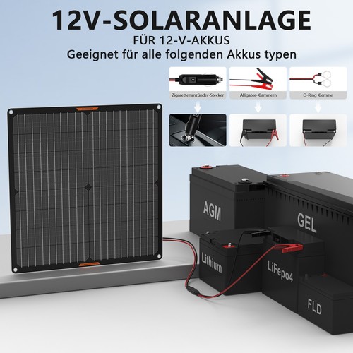 MHPOWOS Solarbatterieladegerät 12V Solarpanel-Erhaltungsladesets für Auto, Boot - Bild 11 von 23