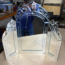 Folding Bevelled Edge Venetian Style Dressing Table Mirror Vanity Make-up