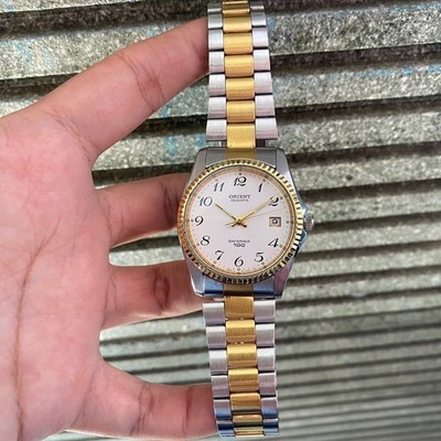 RARE Orient Quartz Swimmer 100 Two Tone White Dial D37201 Vintage