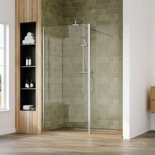8mm Wetroom Screen 1850mm inc Hinged Panel Glass Chrome 700, 800, 900 & 1000mm