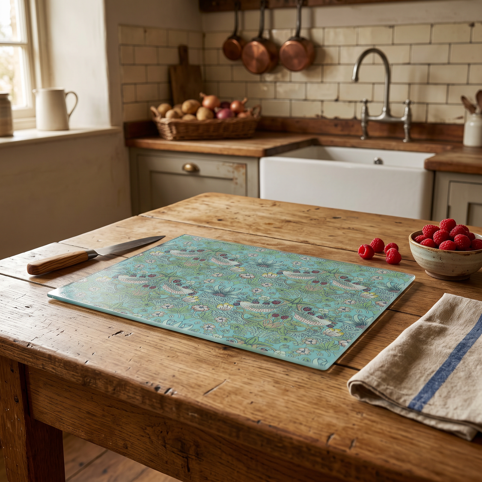 Strawberry Thief Tempered Glass Cutting Board 40x30cm Chopping Board - Image 4